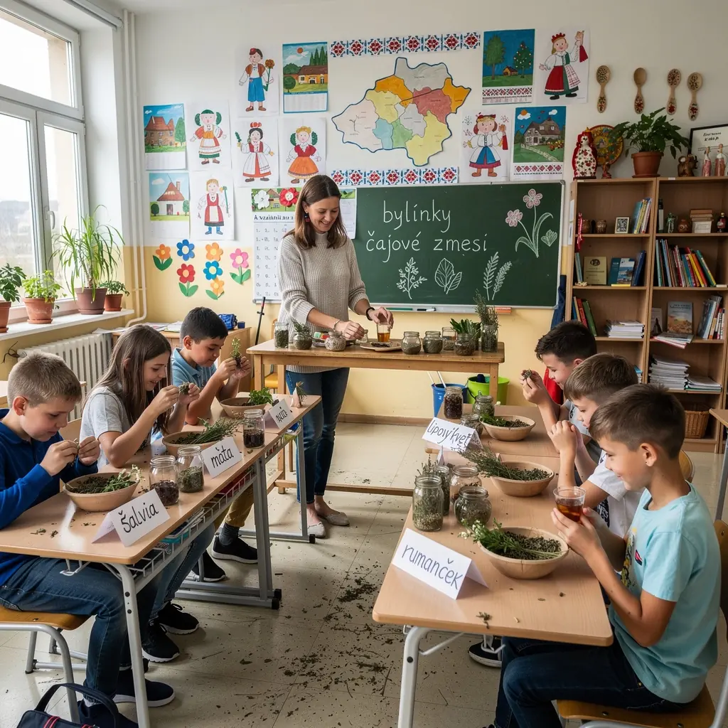 Rôzne druhy slovenských bylín usporiadané na bielom pozadí.